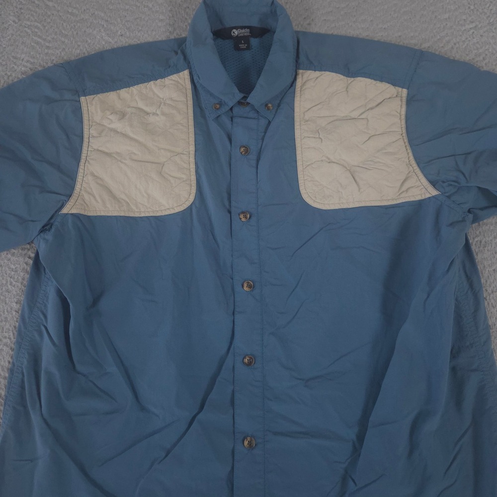Guide Series Shirt Mens L Blue Shooting Nylon Reinforced Shoulder Vented Back